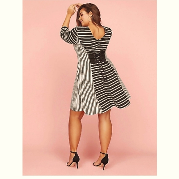 Lane Bryant Dresses & Skirts - 🎉HP🎉 Lane Bryant Black and White Dual Striped Dress